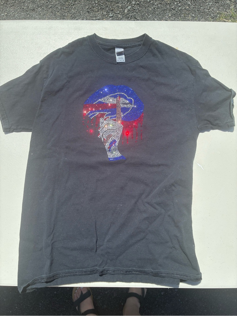 Gildan Black Short-Sleeve Tee with Buffalo Bills rhinestone Graphic